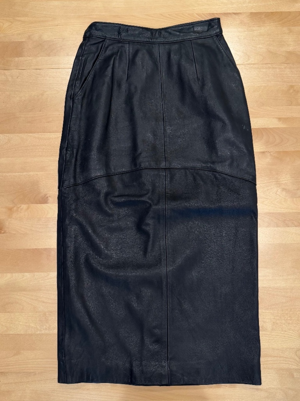 Vintage Pelle Cuir Long Black Leather Skirt
